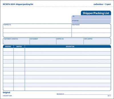 TOPS Snap-Off 3-Part Carbonless Packing Slips, 8-1/2 x 7, 50 Sets/Book (3834)