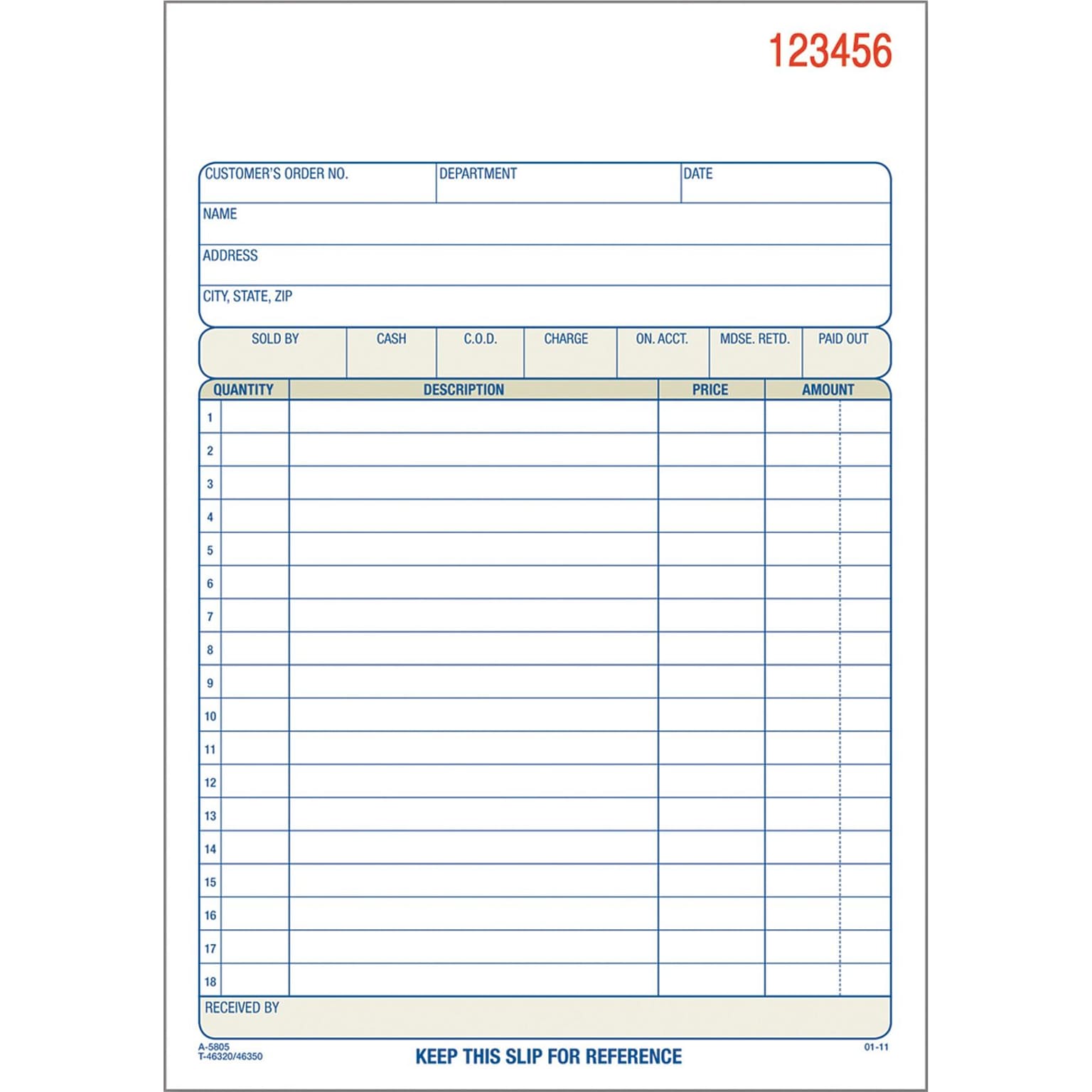 Adams 2-Part Carbonless Work Orders, 5.5625 x 8.4375, 10 Sets/Book, /Box (DC5805-10)