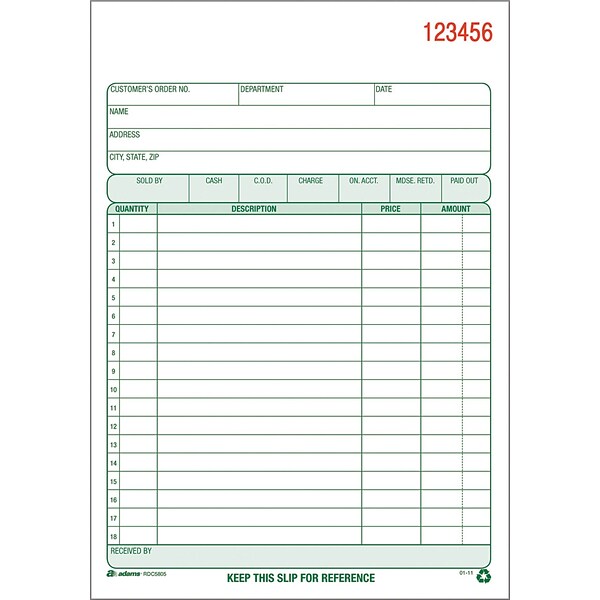 Adams Sales Order Book, 2-Part, Carbonless, White/Canary, 5-9/16 X 8-7/16 Inches, 50 Sets Per Book (DC5805) … (3 Pack)