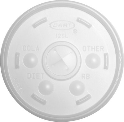 Dart® Straw Slot Foam Cup Lids, 12 oz., Translucent, 1000/Carton (12SL)