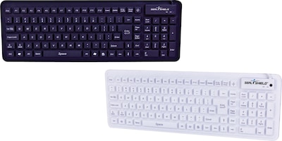 Seal Shield Seal Glow™ Silicone Keyboard, S106G2, Black