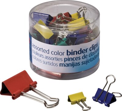 Officemate Colored Binder Clips Assortment, Assorted Sizes and Colors, 30/Pack (31026)