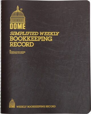 Dome Simple Weekly Bookkeeping Record, 8.75" x 11.25", Black (600)