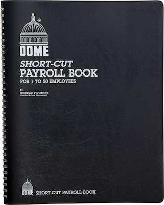 Dome Short-Cut Payroll Book, 8 Columns, 11.25" x 8.75", Navy (650)