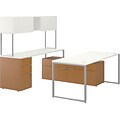 HON VOI® Bundle Solutions Contemporary U-Station Desk with Low Credenza, Harvest/Silver Mesh, 72 x 92