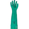 Ansell Sol-Vex Unsupported Nitrile Heavy-Duty Work Gloves, Straight Cuff, Green, Size 11, 18L, 12 Pairs/Box (37-185-10)