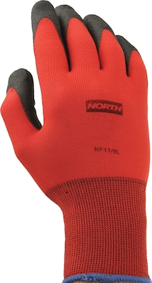 North® Flex Red™ Coated Gloves, PVC, Knit-Wrist Cuff, S Size, Red/Black, 12 Pair/Box