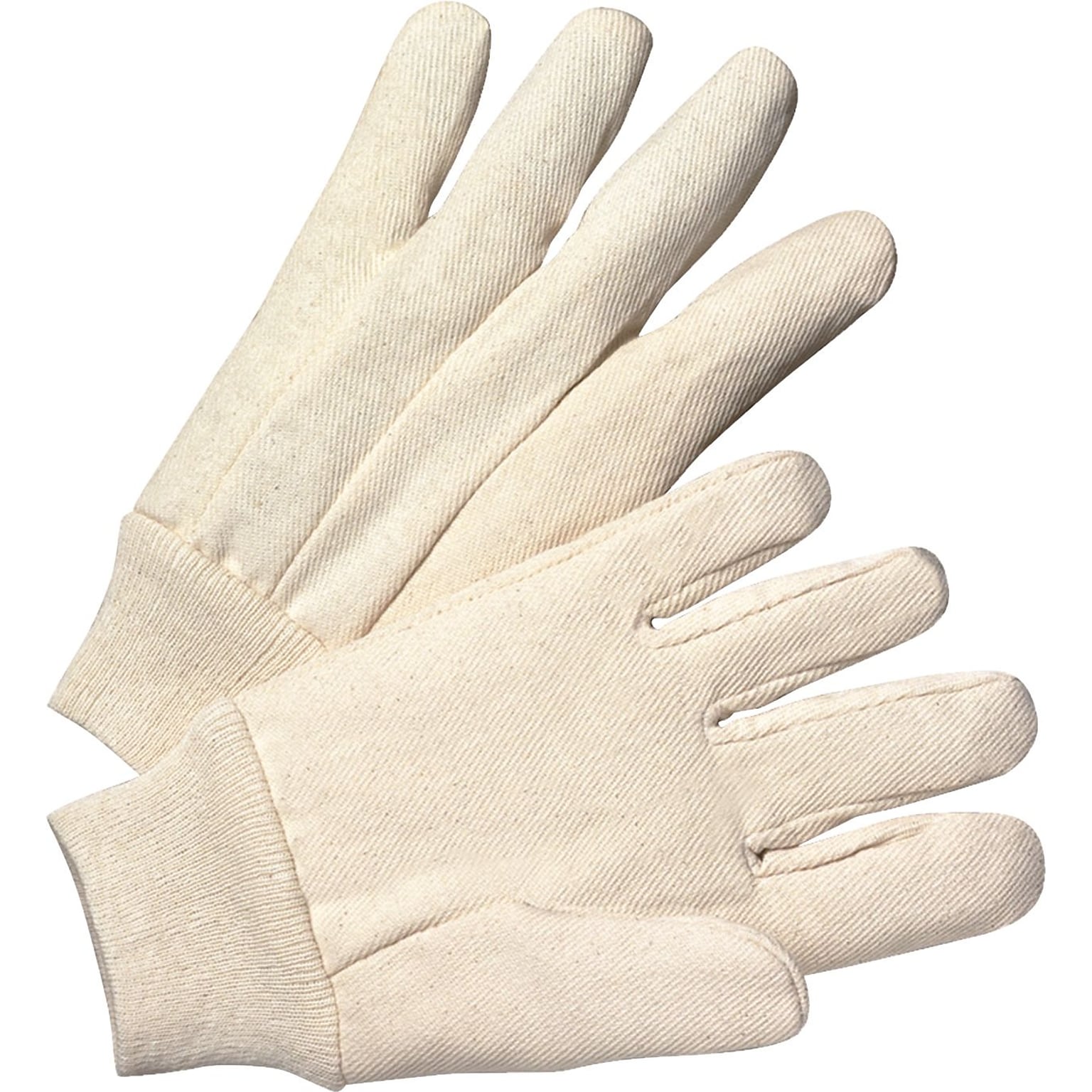 Anchor Brand Canvas Gloves, Cotton, Knit-Wrist Cuff, Mens Size, Unlined, White, 12 Pair/Box