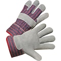 Anchor Leather Palm Gloves, Cowhide, Leather, Gray, Striped Back, Size Large, 12/Box
