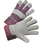 Anchor Leather Palm Work Gloves, Cowhide, Gray, Striped Back, Large, 12/Box (1250)