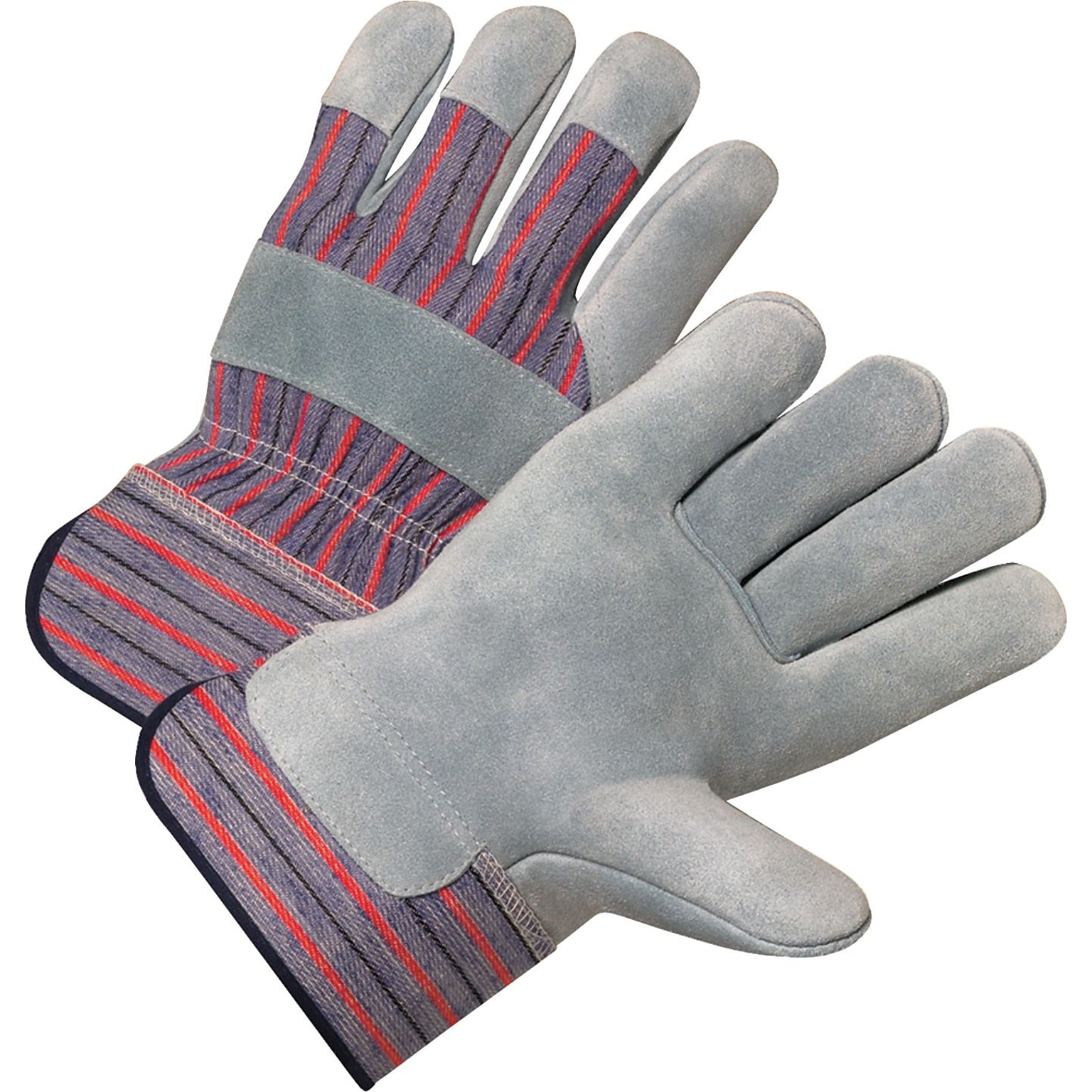 Anchor Brand Leather Palm Gloves, Split Cowhide, Rubberized Safety Cuff, L Size, Pearl Grey