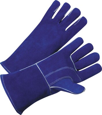 Anchor Brand Standard Welding Gloves, Leather, Gauntlet Cuff, L Size, Blue, 12 Pair/Box