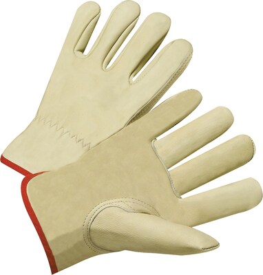Anchor Brand Premium Driver Gloves, Cowhide Leather, Hemmed Cuff, Medium, Natural, 12 Pairs