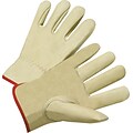Anchor Brand Premium Driver Gloves, Cowhide Leather, Hemmed Cuff, Medium, Natural, 12 Pairs