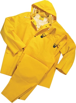 Anchor Brand Rainsuits, PVC/Polyester, 3XL Size, Front Closure, Yellow