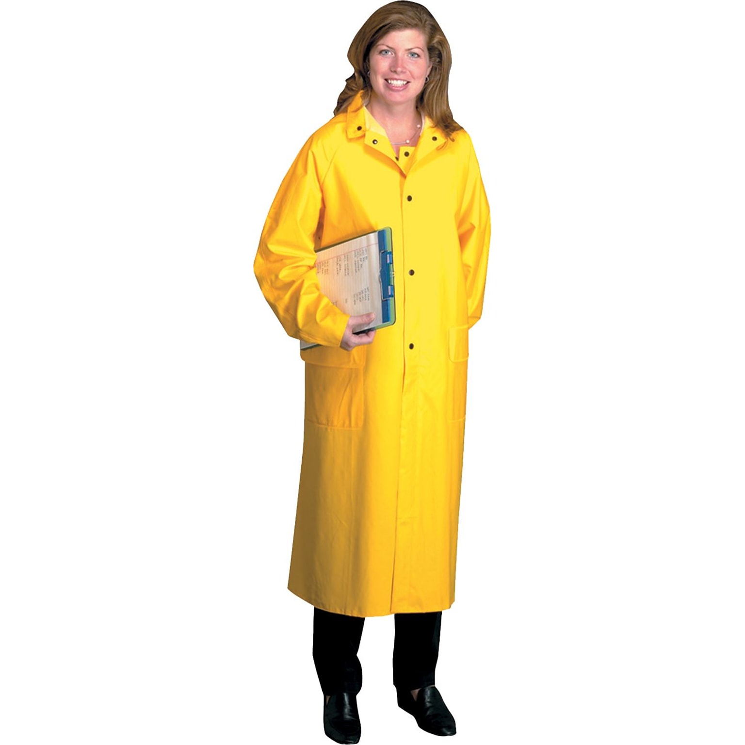 Anchor Brand Raincoats, PVC/Polyester, 2XL Size, Snap Front Closure, Yellow, 2-Pockets