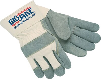 Memphis Gloves® Big Jake® Heavy-Duty Side Split Gloves, Leather, Safety Cuff, Large, 12 Pair/Box