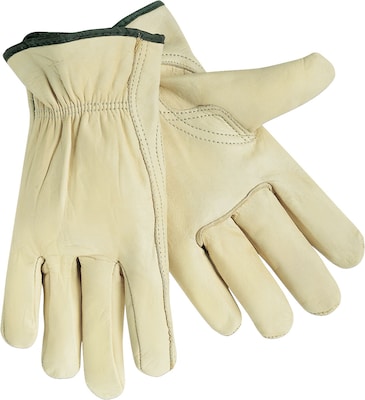 Memphis Gloves® Drivers Gloves, Cowhide Leather, Slip-On Cuff, XXL Size, Cream, 12 PRS