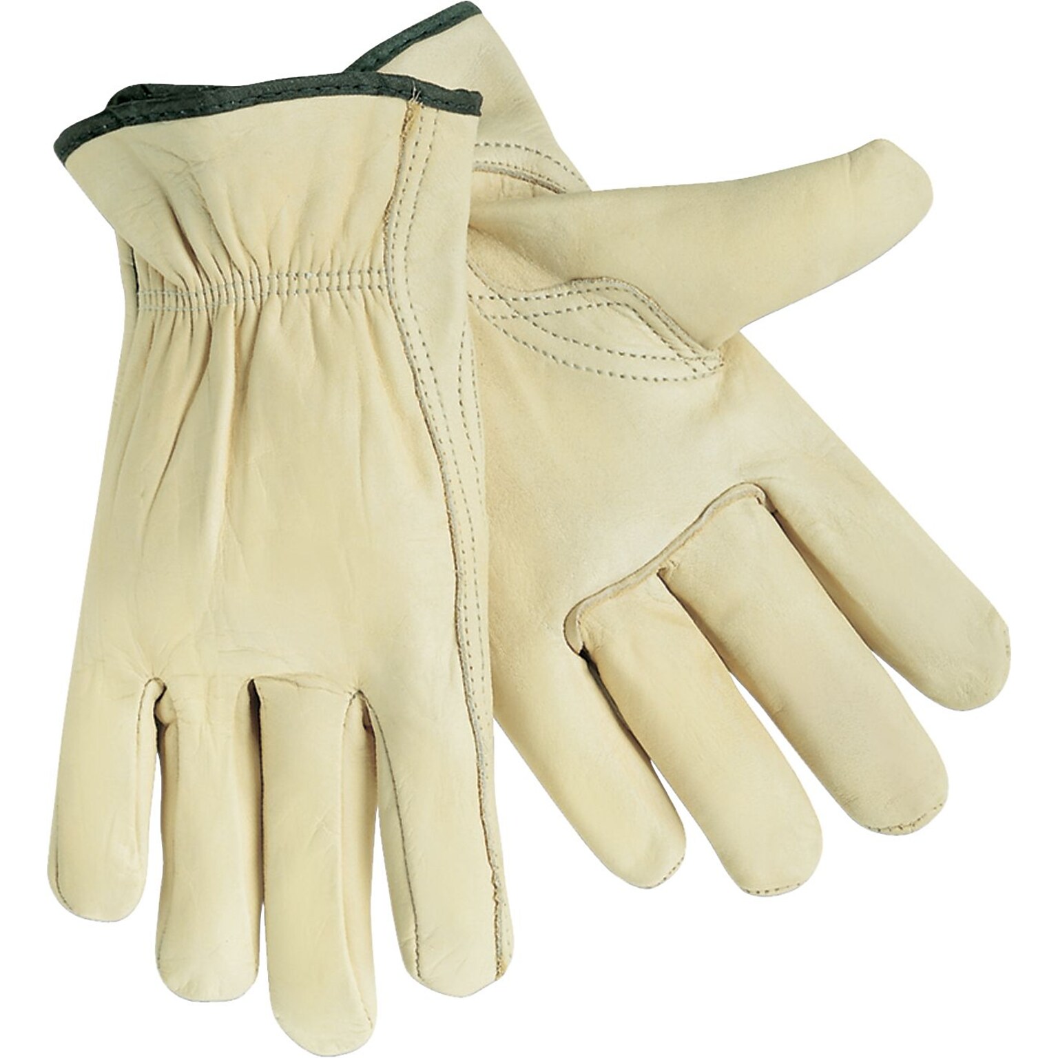 Memphis Gloves® Drivers Gloves, Cowhide Leather, Slip-On Cuff, L Size, Cream, 12 PRS
