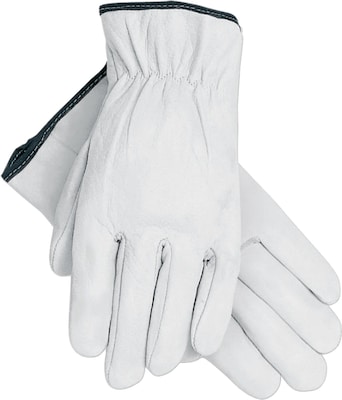 Memphis Gloves® Drivers Gloves, Goatskin Leather, Slip-On Cuff, XL Size, White, 12 PRS