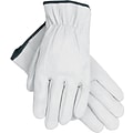 Memphis Gloves® Drivers Gloves, Goatskin Leather, Slip-On Cuff, L Size, White, 12 PRS