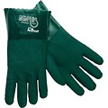 Memphis Gloves Double Dipped Gloves, PVC, 14 Gauntlet Cuff, Green, Large, 12 Pairs (6218)