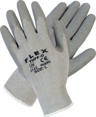 MCR Safety Memphis Flex Tuff II Palm and Fingertip Coated Gloves, Cotton Polyester Blend Shell, Small, Gray, 12/Pair (9688S)