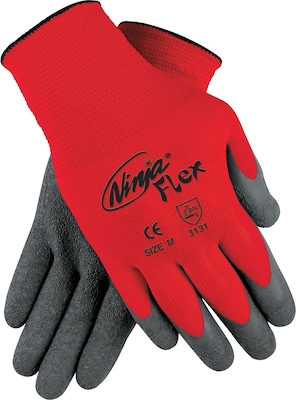 Memphis Glove Ninja Flex Coated Gloves, Nylon, XL, Gray/Red (N9680XL)