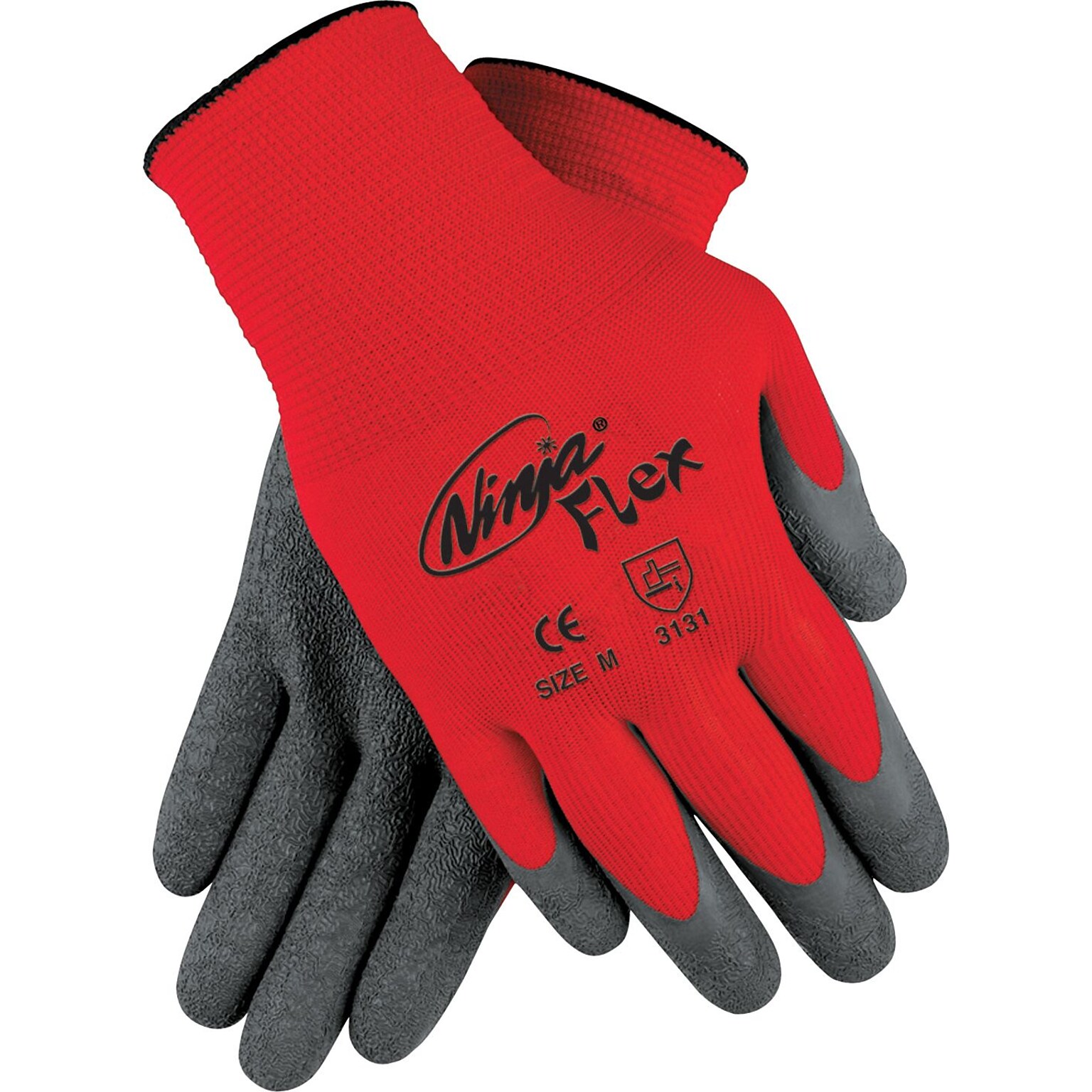 Memphis Glove Ninja Flex Coated Gloves, Nylon, XL, Gray/Red (N9680XL)