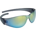 MCR Safety® Crews Safety Glasses, Flexible Bayonet Temples, Anti-Scratch, UV, Rainbow-Mirror, Black