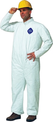 DuPont® Tyvek® Coverall With Open Wrists and Ankles, Inherent Barrier Protection, White, 3XL, 25/Ct