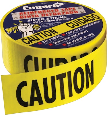 Empire® Level Safety Barricade Tapes, Yellow, Caution/Cuidado, 200 Length