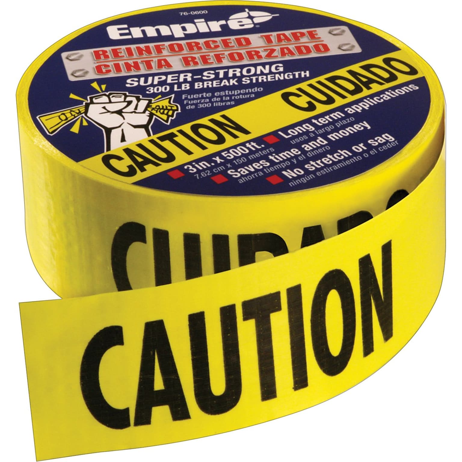 Empire Level Safety Barricade Tapes, Yellow, Caution, 1000 Length, 3 Mil Thickness (272-77-1001)