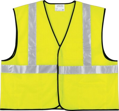 MCR Safety Economy Safety Vest, ANSI Class R2, Lime, L, 1 Each