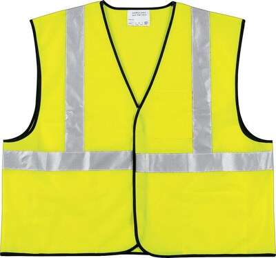 MCR Safety Economy Safety Vest, ANSI Class R2, Lime, L, 1 Each