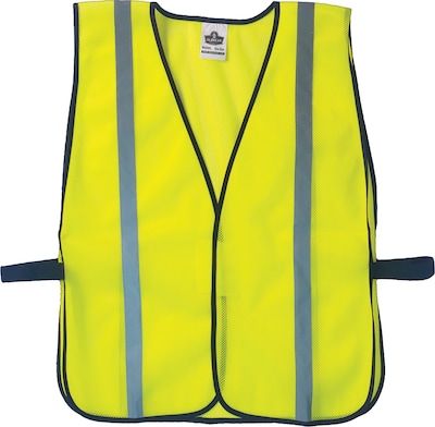 Ergodyne GloWear Non-Certified Standard Vest, Hook and loop, Lime, One Size Fits All, 24/Ct