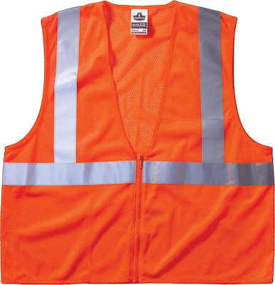 Ergodyne GloWear 8210Z High Visibility Sleeveless Safety Vest, ANSI Class R2, 2XL/3XL, Orange (21047