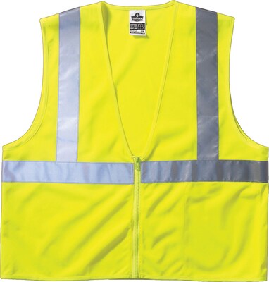 Ergodyne GloWear 8210Z High Visibility Sleeveless Safety Vest, ANSI Class R2, L/XL, Lime (21055)