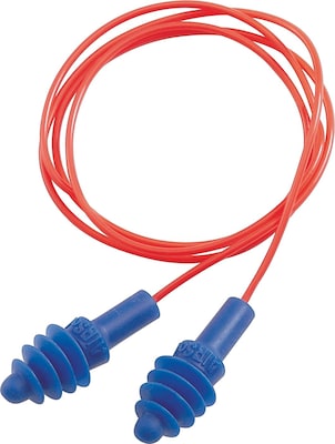 Howard Leight® AirSoft® Red Poly Cord Reusable Earplugs, Blue, 27 dB, 100/BX