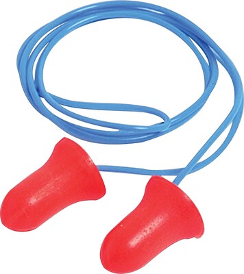 Howard Leight® Max® Corded Disposable Earplugs, Red, White, Blue, 33 dB, 100/BX