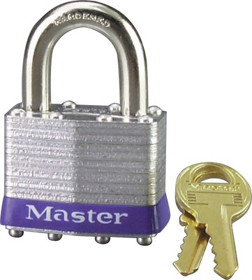 Master Lock® Safety Tumbler Padlocks, 4 pin, Laminated Steel, 3/8 Shackle, Keyed Different