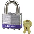 Master Lock® Safety Tumbler Padlocks, 4 pin, Laminated Steel, 3/8 Shackle, Keyed Different