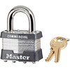 Master Lock® Tumbler Padlocks, 4 Pin, Laminated Steel, Keyed Different, Commercial Carded, 4/Box