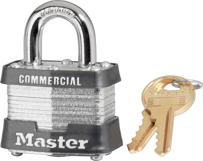 Master Lock® Safety Tumbler Padlocks, 4 pin, Laminated Steel, Keyed Different, 3/4 Shackle