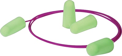 Moldex® Pura-Fit® Corded Foam Earplugs, Bright Green, 33 dB, 100/BX