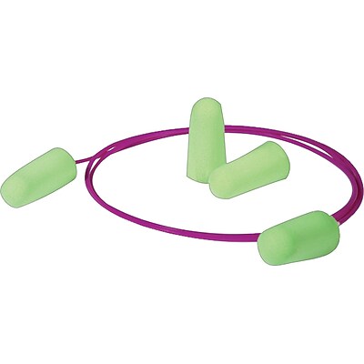Moldex® Pura-Fit® Corded Foam Earplugs, Bright Green, 33 dB, 100/BX