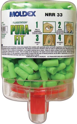 Moldex® Pura-Fit® PlugStation® Uncorded Earplug Dispensers, Bright Green, 33 dB, 250/BX