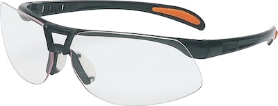 Sperian® Protege™ Safety Glasses, Polycarbonate, Uvextra AF, Clear, Metallic Black