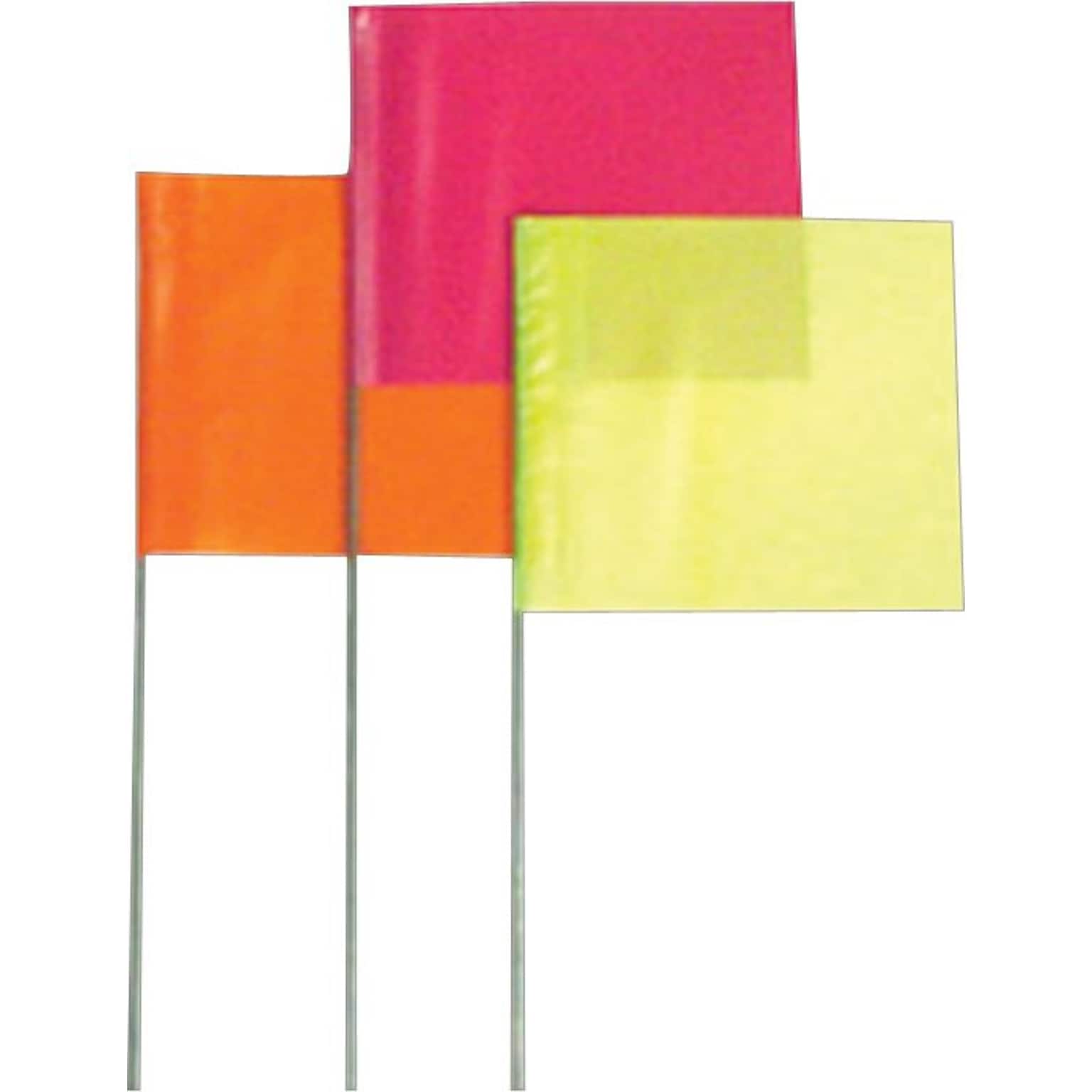 Presco Stake Flags, Orange Glo, 21 Length, 100/Carton