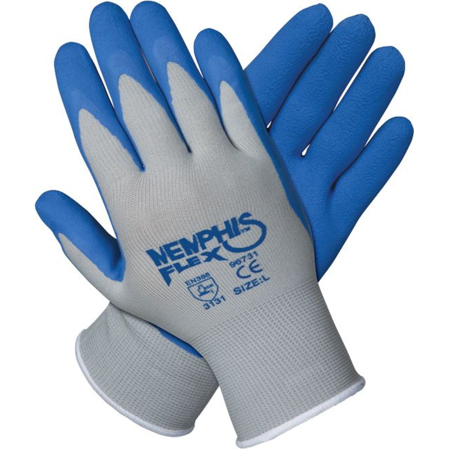 MCR Safety Memphis Flex Seamless Nylon Knit Gloves, X-Large, Gray/Blue, 12 Pairs/Box (96731XL)